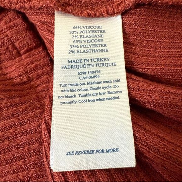Faherty Top Womens Sz S Rust Red Legend Rib Rosco Turtleneck Long Sleeve - Picture 10 of 12
